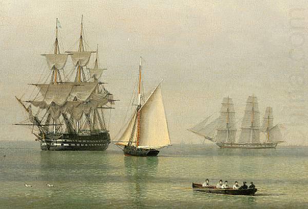 John ward of hull Warships on a calm sea china oil painting image